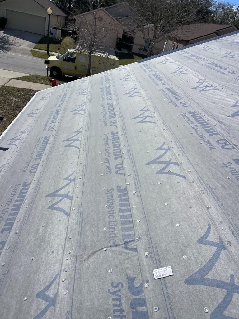 After Integrity Roof Services installation of roofing under layer