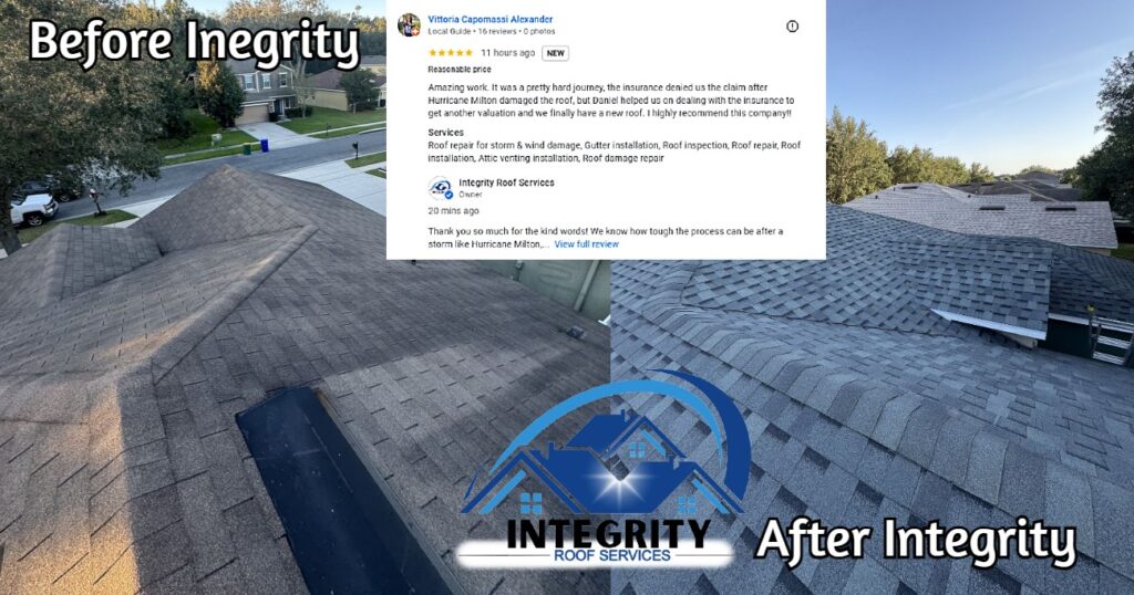 Integrity Roof Services review of Roof install and customer review in Tavares, FL. (1)