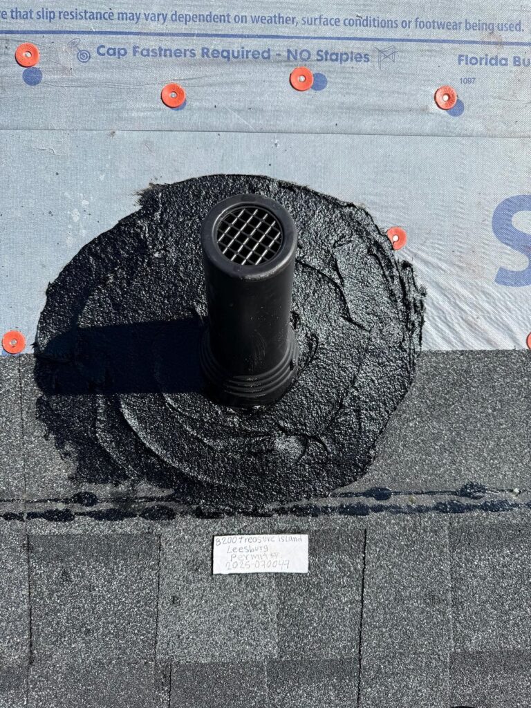 Home roof plumbing vent in leesburg fl after new installation and on inspection