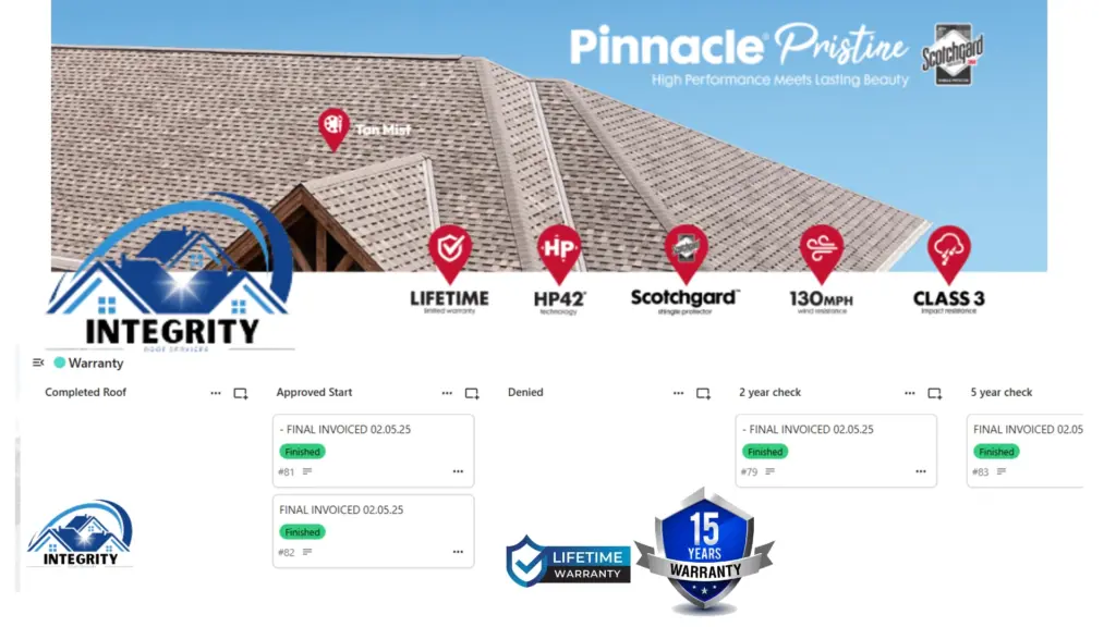 Integrity Roof Services Warranty tracking system for customers