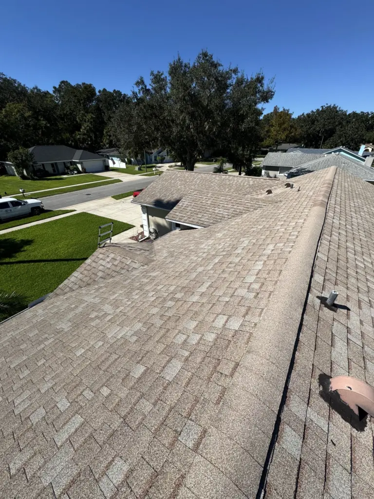Roofing Projects FL 30 Storm-exposed roofing system on a Port Orange FL home before upgrade