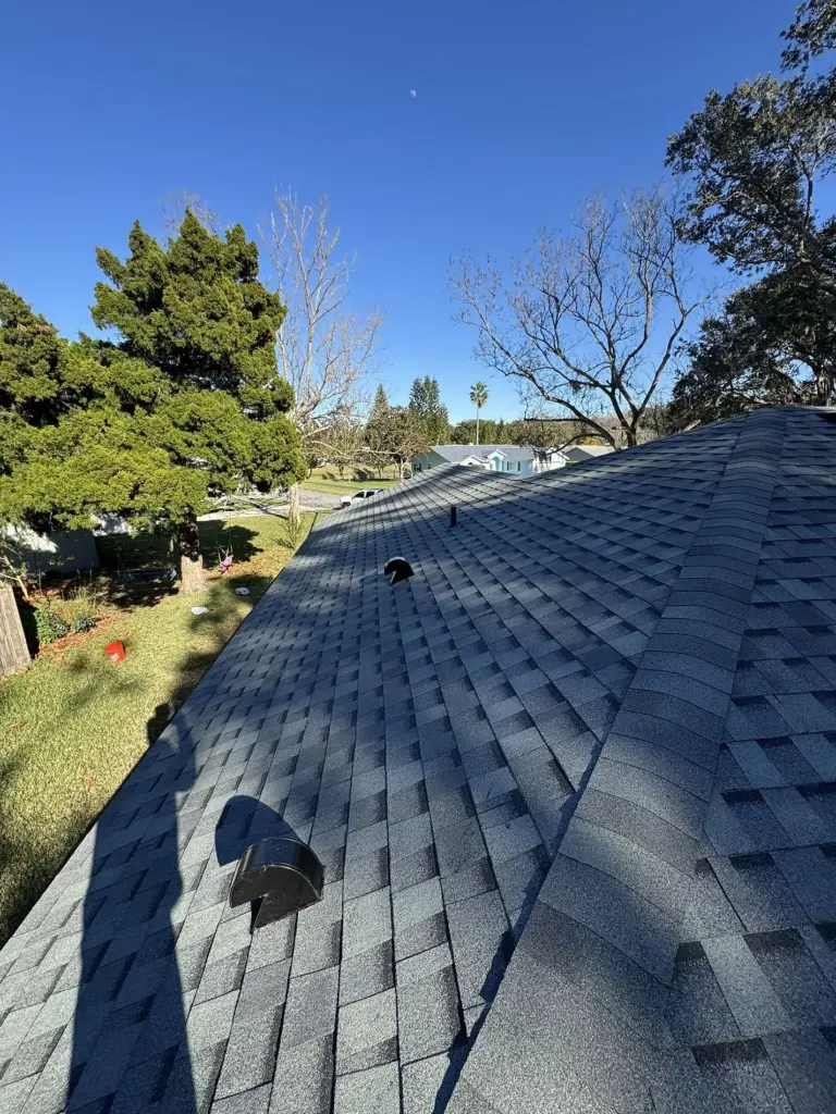 Roof edge and shingle termination detail after installation in Port Orange, Florida
