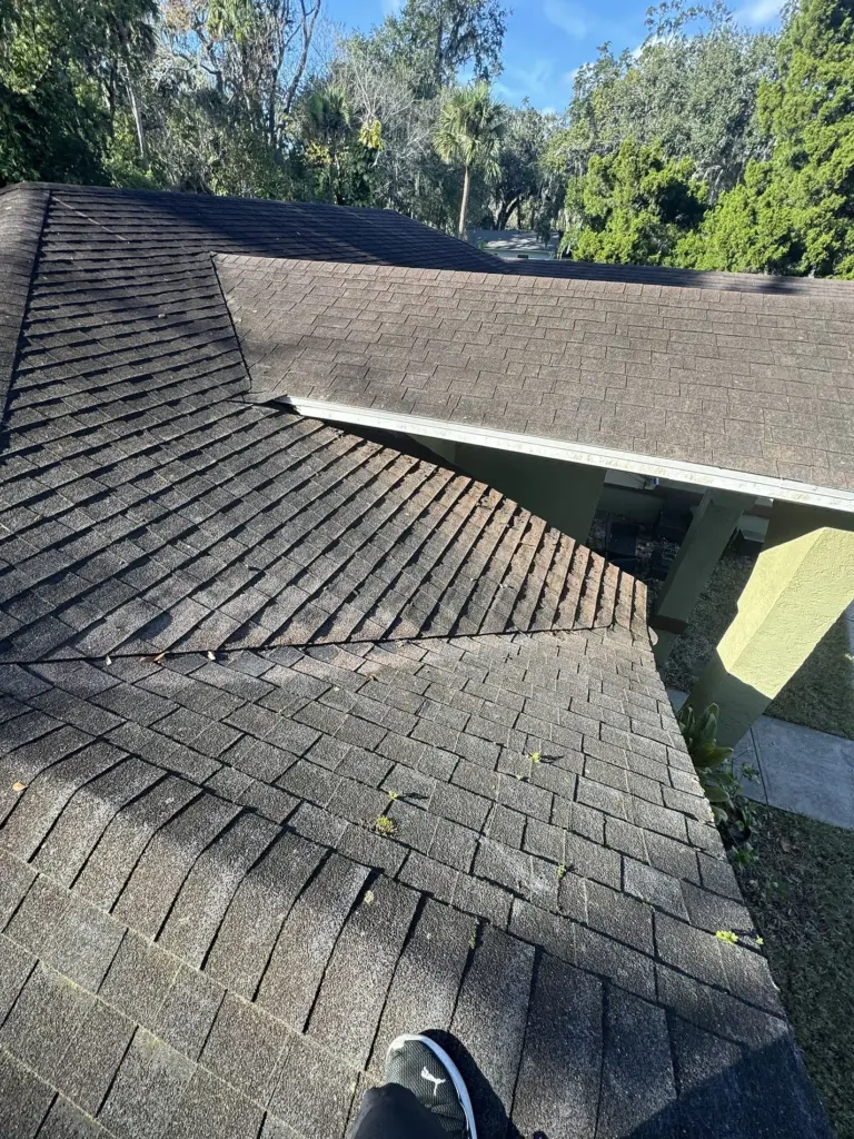 Roofing Projects FL 6 Wide roof plane view showing existing shingles before replacement in Port Orange, Florida