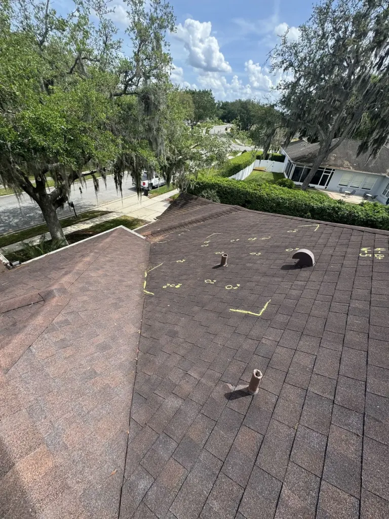 Roofing Projects FL 8 Wide roof plane showing aging shingles before roof replacement in Sanford, Florida
