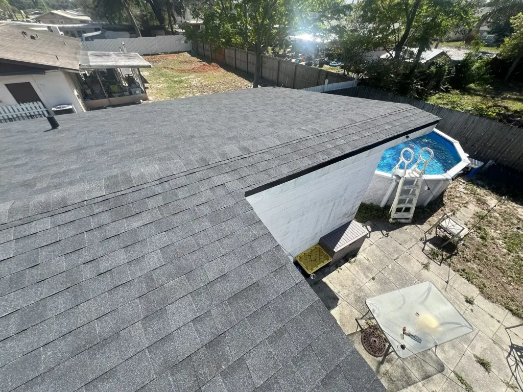 Finished Roof Replacement with Black Drip Edge in Daytona Beach Florida