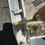 Eave edge prior to new drip edge install — illustrating how aluminum drip edge will protect fascia from water intrusion. Eave edge prior to new drip edge install — illustrating how aluminum drip edge will protect fascia from water intrusion.