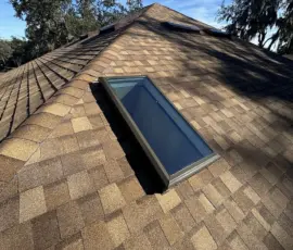 Final project photo showing the completed roofing system in Sanford, FL. Exterior view of home after roof replacement in Sanford, Florida