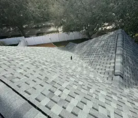 Atlas Pinnacle Pristine Hearthstone shingles provide a clean, modern appearance and long-lasting durability. New Hearthstone Architectural Shingle Roof in Leesburg Florida